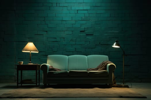 Minimalist shot of the room, in a style of movie still. Generative AI.