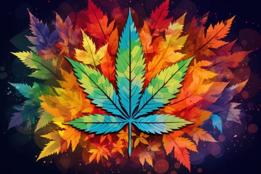 Colorful marijuana lover background. Generative AI.