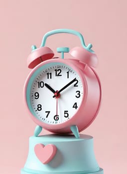 Retro alarm clock on a background. 3D rendering.Time concept.