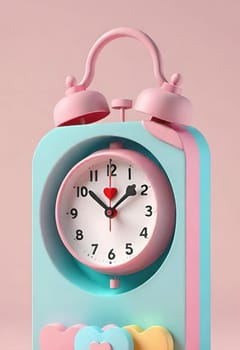 Retro alarm clock on a background. 3D rendering.Time concept.