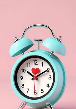 Retro alarm clock on a background. 3D rendering.Time concept.