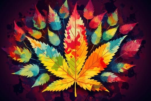 Colorful marijuana lover background. Generative AI.