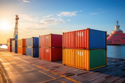 A stock photography image of 3 shipping containers in daylight.