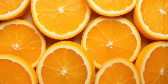 Sliced orange background. fresh orange fruits as background, top view. Generative AI.