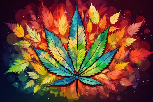 Colorful marijuana lover background. Generative AI.