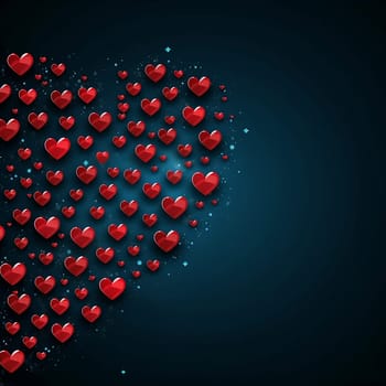 Multiple red hearts forming a larger heart on a dark background.