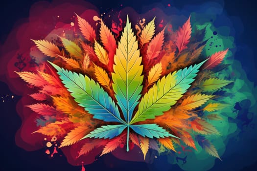 Colorful marijuana lover background. Generative AI.