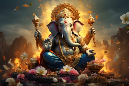 Ganesh an important image during Diwali. Generative AI.
