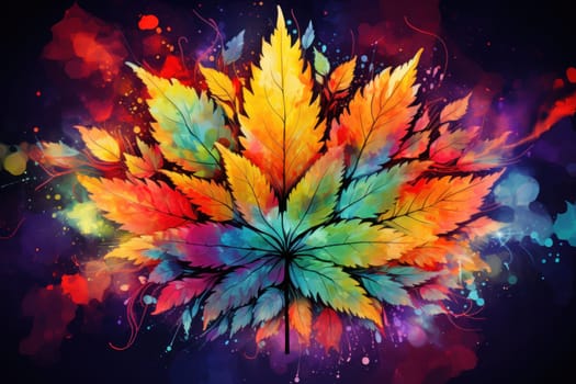 Colorful marijuana lover background. Generative AI.