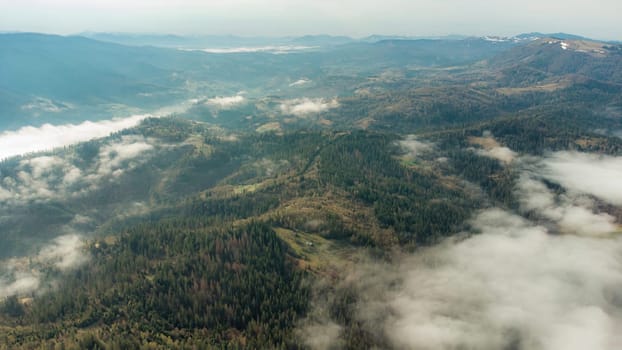 Fog on the mountain. Beautiful Landscape of mountain layer in morning and fog.