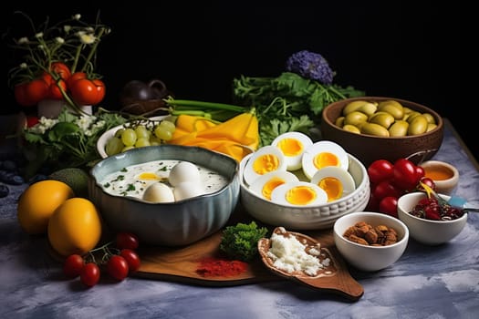 Healthy Breakfast: Freshly Cooked Vegetable Omelette on a Wooden White Table