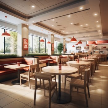 quick service restaurant interior design. ai generated