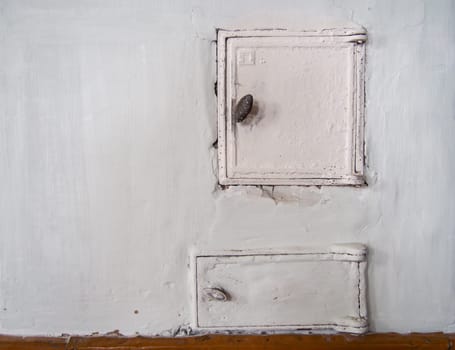 door of an old stove in a Russian village house