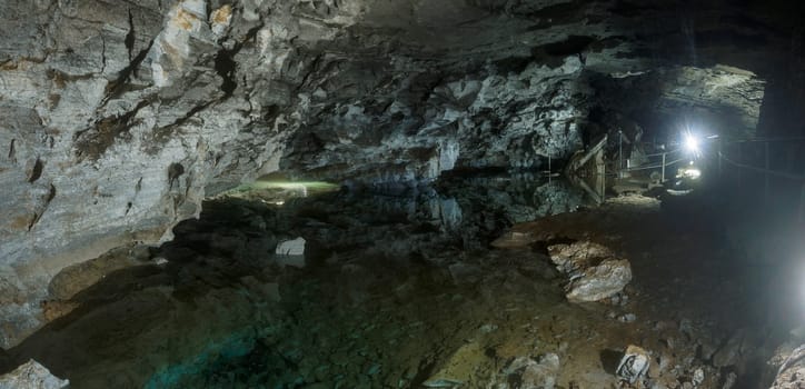 Kungur, Russia - December 9, 2020. Kungur Ice Cave. One of the largest karst caves.