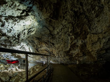 Kungur, Russia - December 9, 2020. Kungur Ice Cave. One of the largest karst caves.