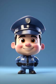 An animated character dressed in a police uniform, ready to enforce the law.