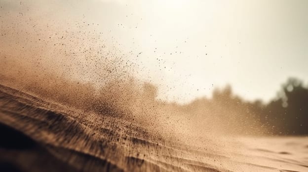 Dust particles sprayed by the wind. Sand on the ground or dust on the floor. Generative AI