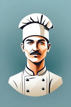 A striking digital painting of a man wearing a classic chefs hat, showcasing his culinary expertise.