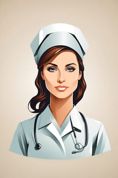 A woman nurse wearing a stethoscope as a headband for convenient and immediate access.