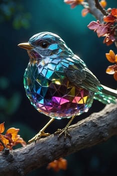 A vibrant, eye-catching bird sits atop a sturdy tree branch, showcasing the beauty of the natural world.