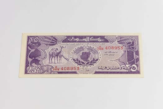 Old Sudan banknote of 25 Piastres from 1987 year 