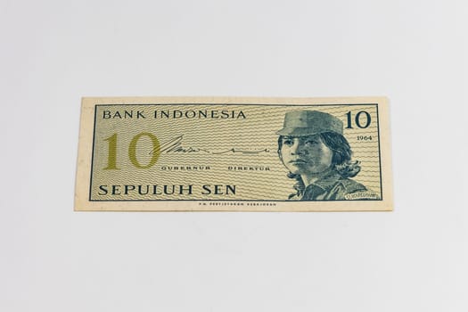 Old Indonesia banknote of 10 Sen from 1964 year 