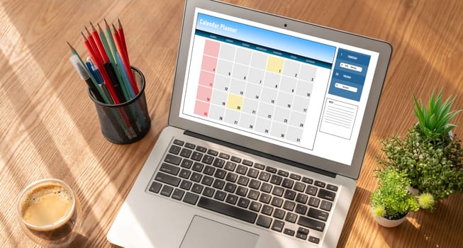 Calendar on computer software application for modish schedule planning for personal organizer and online business