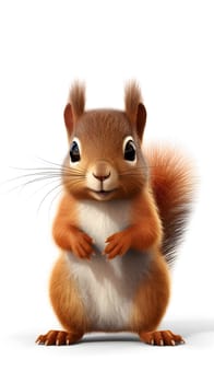 A close up of a cute squirrel against white background - Generative AI