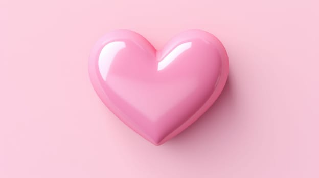 Pink glossy Heart on pink background. Valentines day background