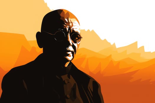 An abstract Mahatma Gandhi's graphics. Generative AI.