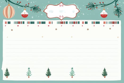 Lined paper for writing cute Christmas theme. Generative AI.