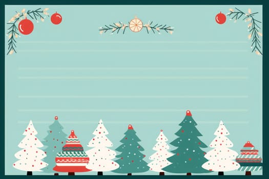 Lined paper for writing cute Christmas theme. Generative AI.