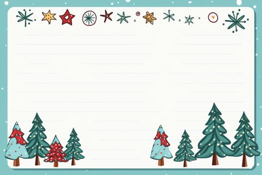 Lined paper for writing cute Christmas theme. Generative AI.