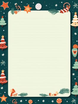 Lined paper for writing cute Christmas theme. Generative AI.