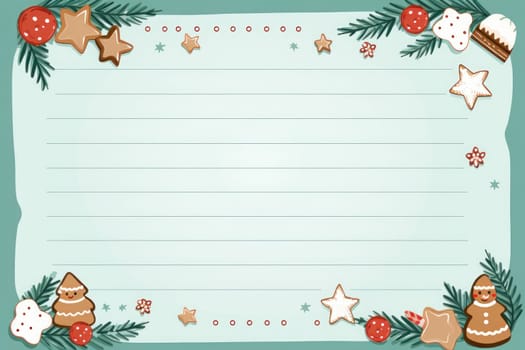 Lined paper for writing cute Christmas theme. Generative AI.