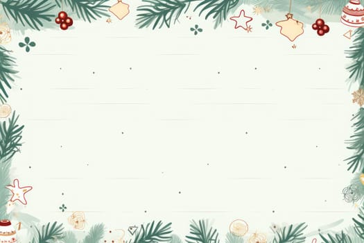 Lined paper for writing cute Christmas theme. Generative AI.