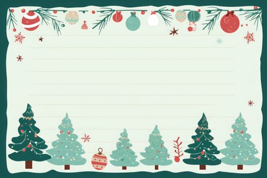 Lined paper for writing cute Christmas theme. Generative AI.