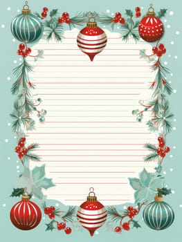 Lined paper for writing cute Christmas theme. Generative AI.