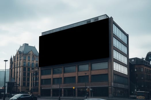 A large billboard in the middle of the city. Generaivr AI.