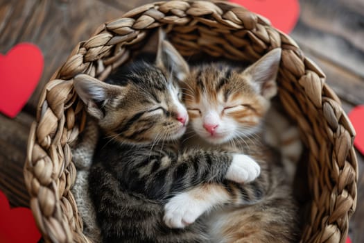 Cute cat couple in love on valentines day Pragma