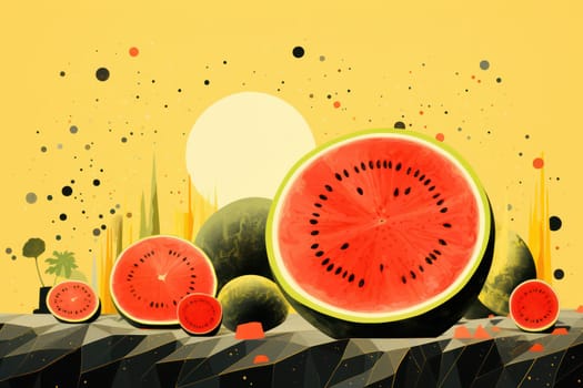 Refreshing Watermelon Slice: Juicy, Sweet, and Fresh Fruit with a Vibrant Summer Background