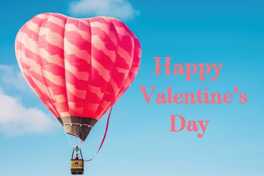 happy valentines day hot air balloon of red on blue sky pragma