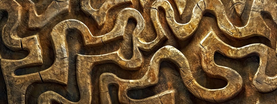 maze-like pattern engraved into a stone surface, with intricate twists and turns that give the impression of an ancient labyrinth carved by time.