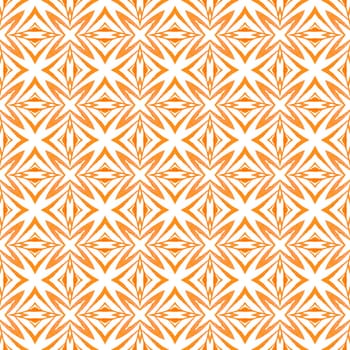 Watercolor medallion seamless border. Orange posh boho chic summer design. Textile ready bizarre print, swimwear fabric, wallpaper, wrapping. Medallion seamless pattern.