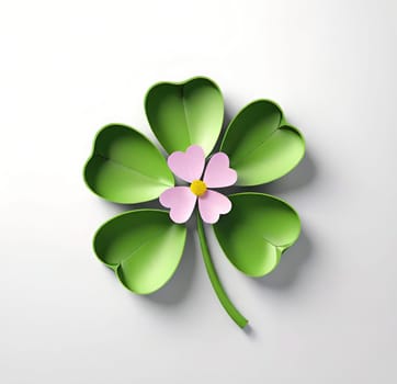 Clover with flowers on background. 3d illustration.3d render of four leaf clover with flower .clover leaf with flower.