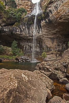 The Gudu Falls in the Gudu River, Royal Natal National Park, Drakensberg South Africa