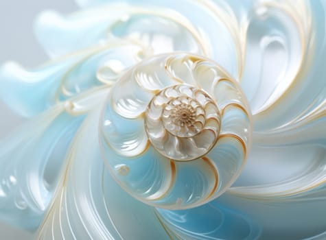 Spiraling Beauty: A Mesmerizing Floral Fractal Swirl on a White Abstract Background with Delicate Symmetry.