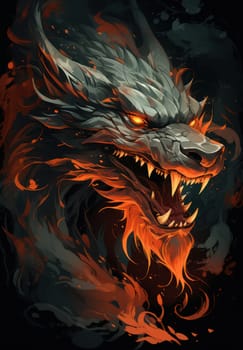 Fierce Fiery Dragon: An Intense Illustration of a Red-Hot, Angry Mythical Creature