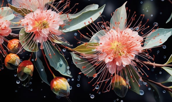 Floral Elegance: A Captivating Close-Up of Blooming Pink Chrysanthemum with Dew Drops on Petals, Showcasing the Fragility and Freshness of Nature's Beauty, Set against a Vibrant Green Garden Background.