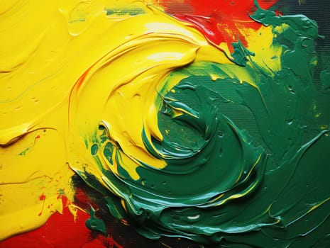 Colorful Abstract Art: Brush Strokes of Vibrant Creativity on Yellow Background